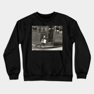 Newsboy Riding Trolley, 1910. Vintage Photo Crewneck Sweatshirt